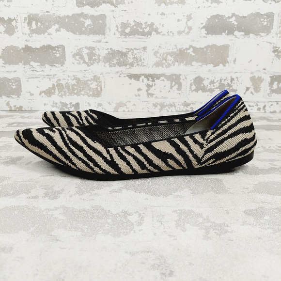 NEW Rothy’s The Point Zebra Black/Cream Ballet Flats E823